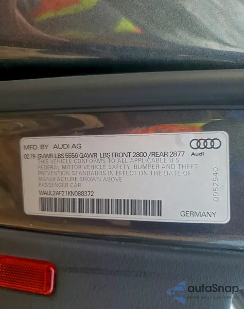 2019 Audi A6 Premium Plus from USA, damaged, VIN WAUL2AF21KN088372